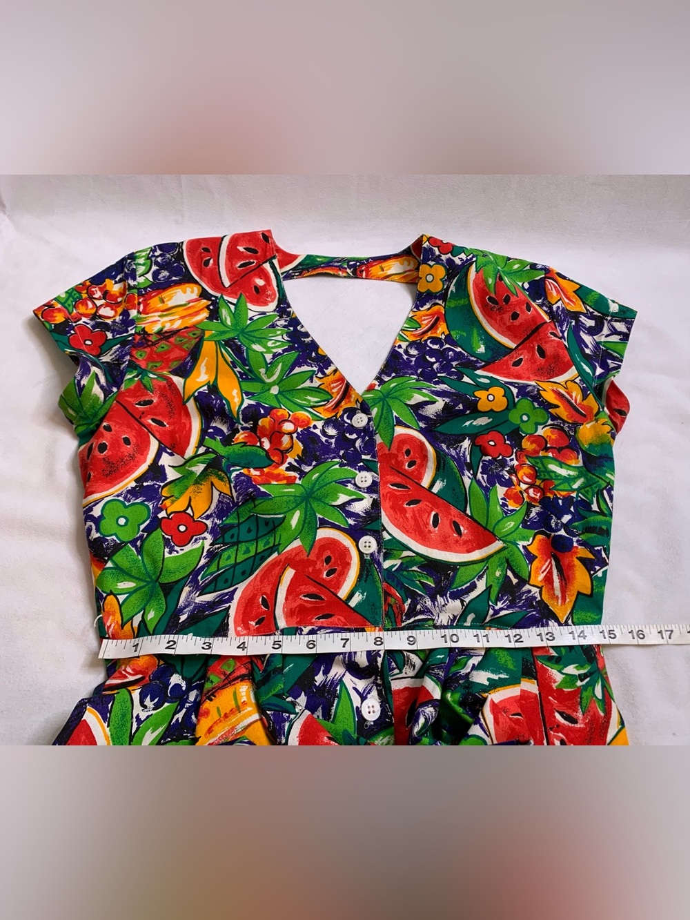 Vintage Carol Anderson Cali. Dress Women’s 11/12 L Fruit Maxi Button USA 80 90s - Picture 14 of 15